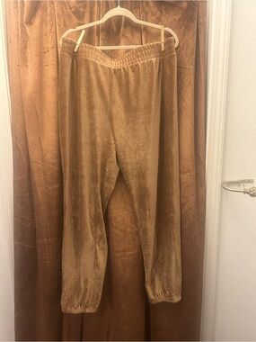 No Boundaries Plus Size Ribbed Velour Joggers in Gold